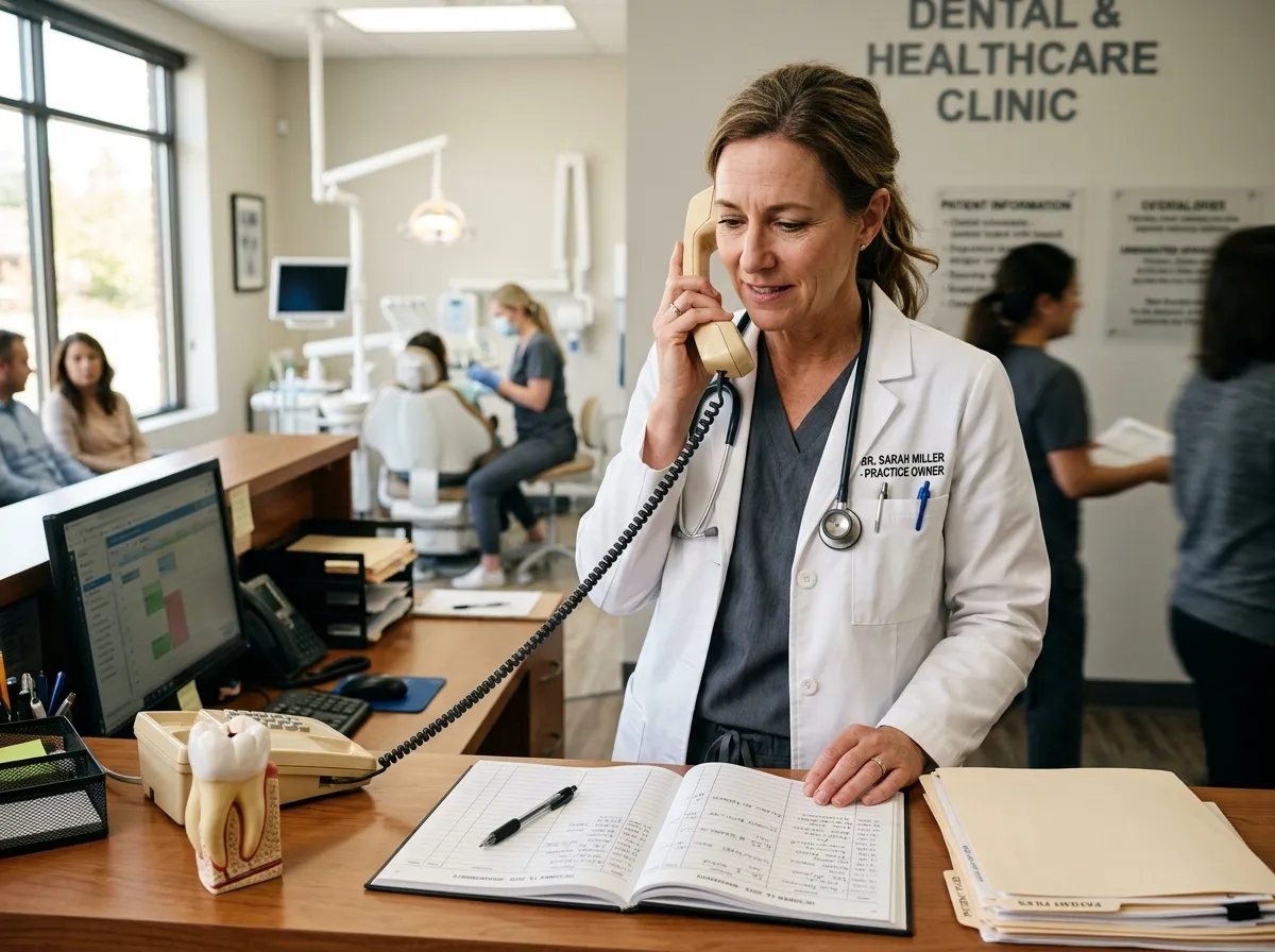 Healthcare & Dental Clinics — a business owner taking a call Geniviv's AI voice agent could have answered